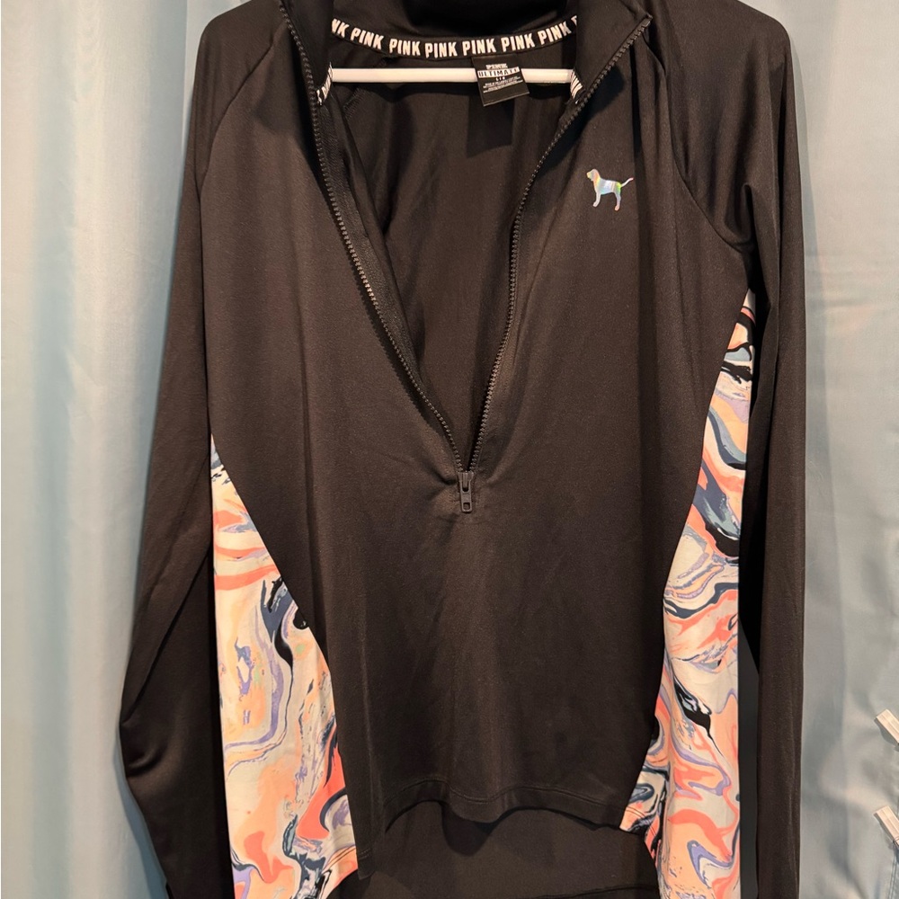 PINK Victoria's Secret Black Jacket with Multicolor Dog Accent